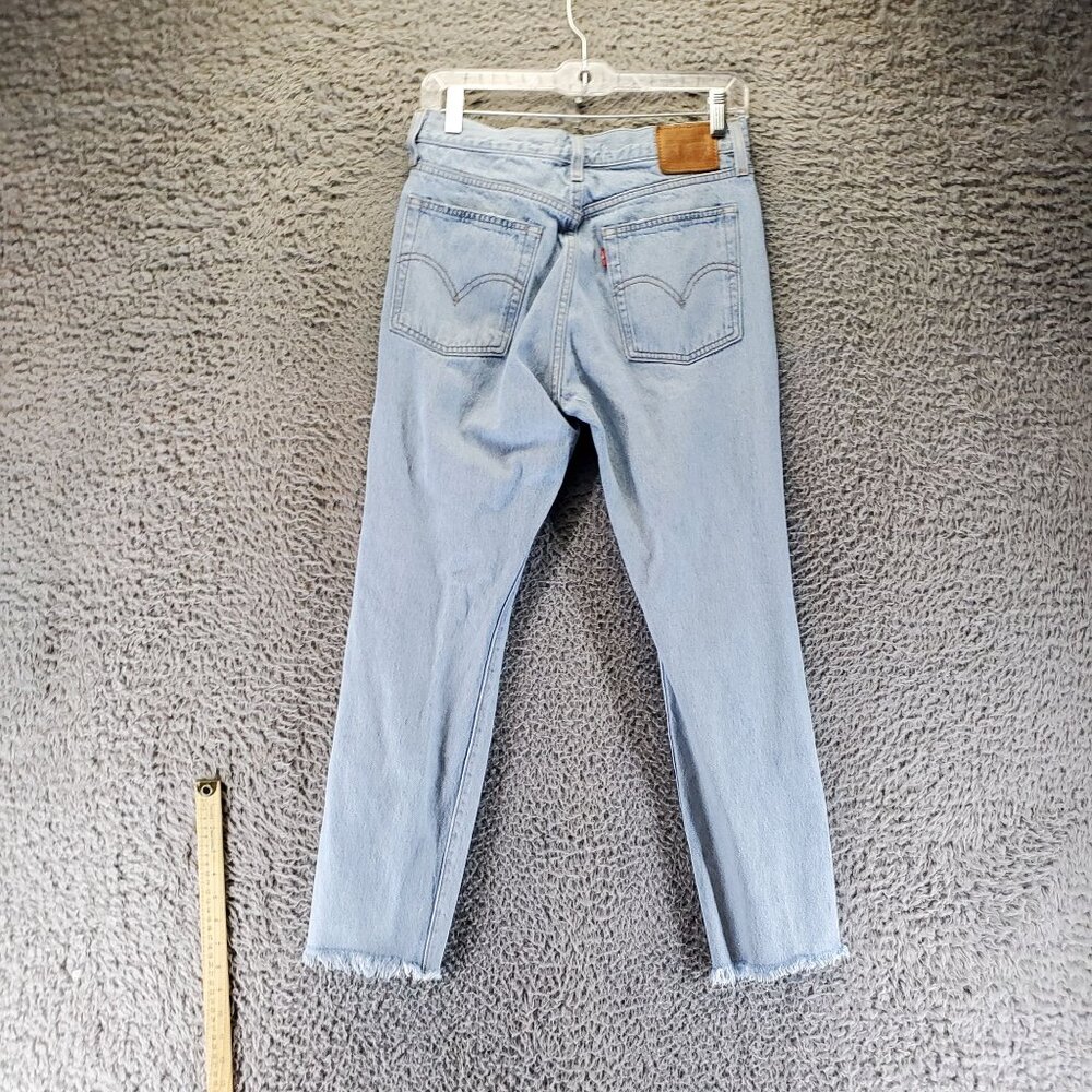 Levis Jeans Womens 27 Blue Wedgie Premium Straight Denim Fray Hem Button Fly